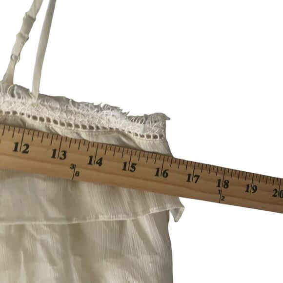 American Eagle Size Small Cream Ivory Lace Tiered Ruffle Babydoll Top - Picture 8 of 9